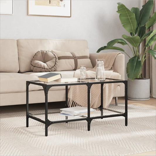 VidaXL Glass Coffee Table, 78.5x40x40 cm, Steel Frame