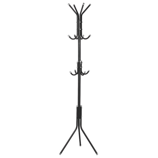 Black Metal Coat and Hat Rack Stand – Multi-Hook Organizer