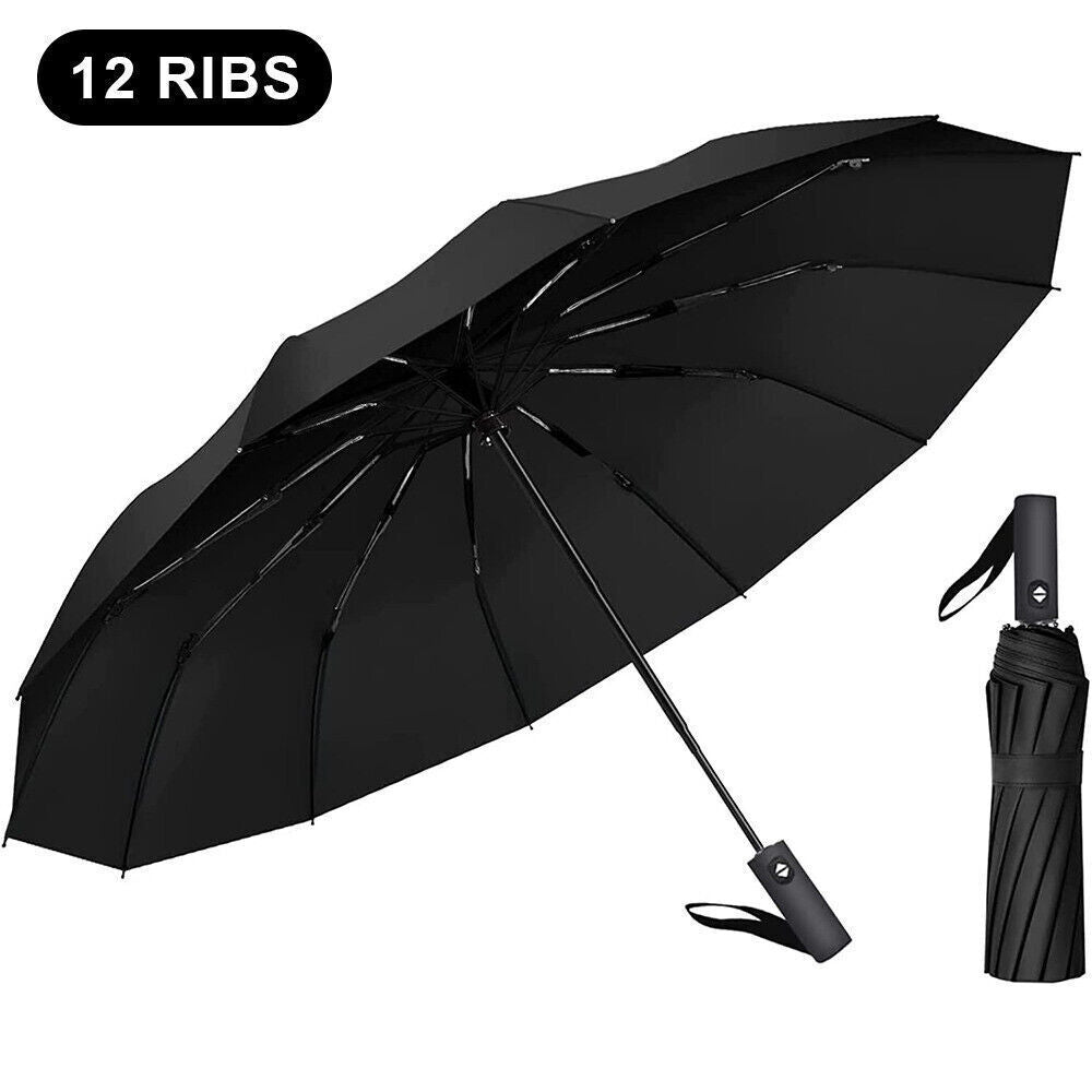 Strong Windproof 12-Rib Compact Automatic Umbrella
