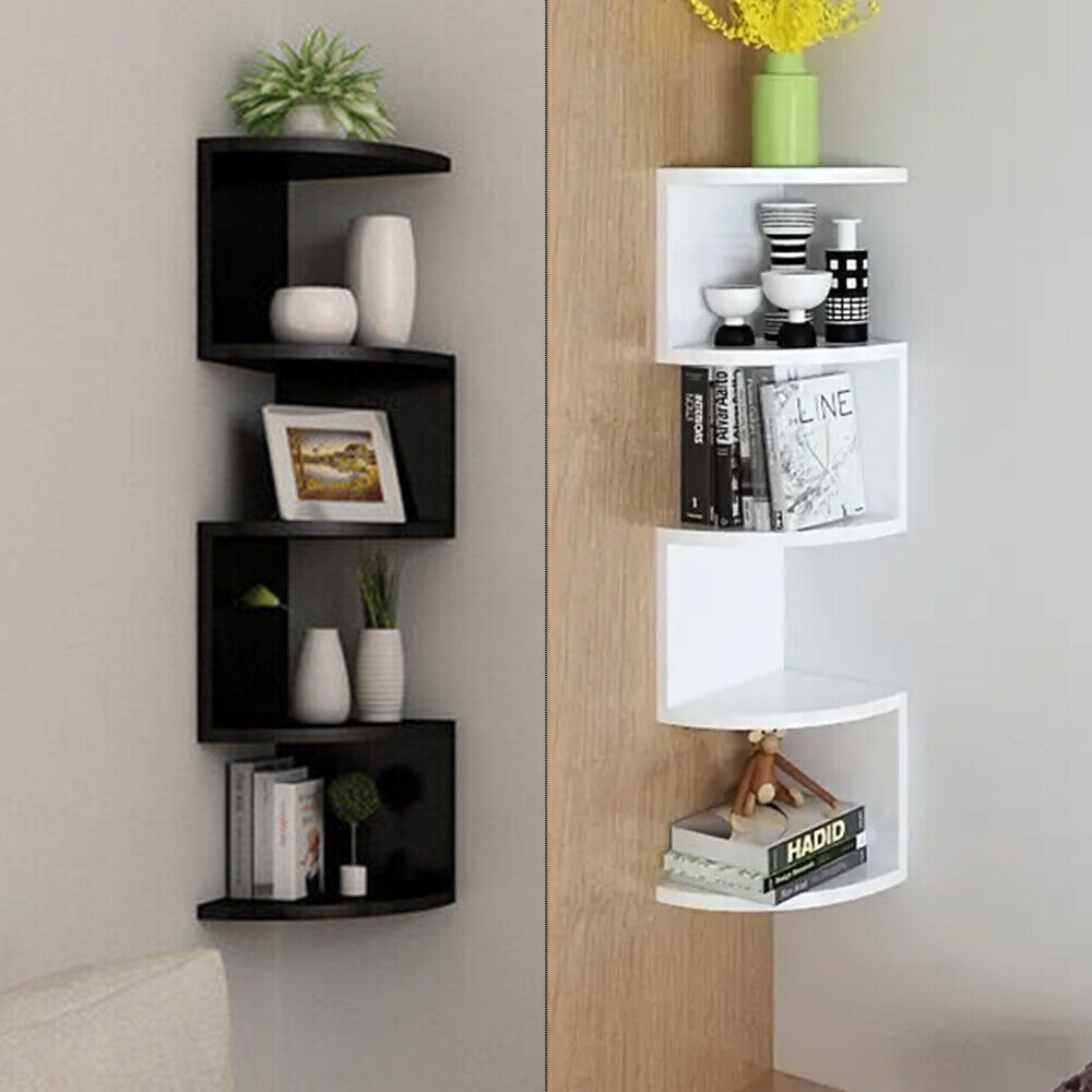 5-Tier Floating Corner Wall Shelves – Storage & Display Unit
