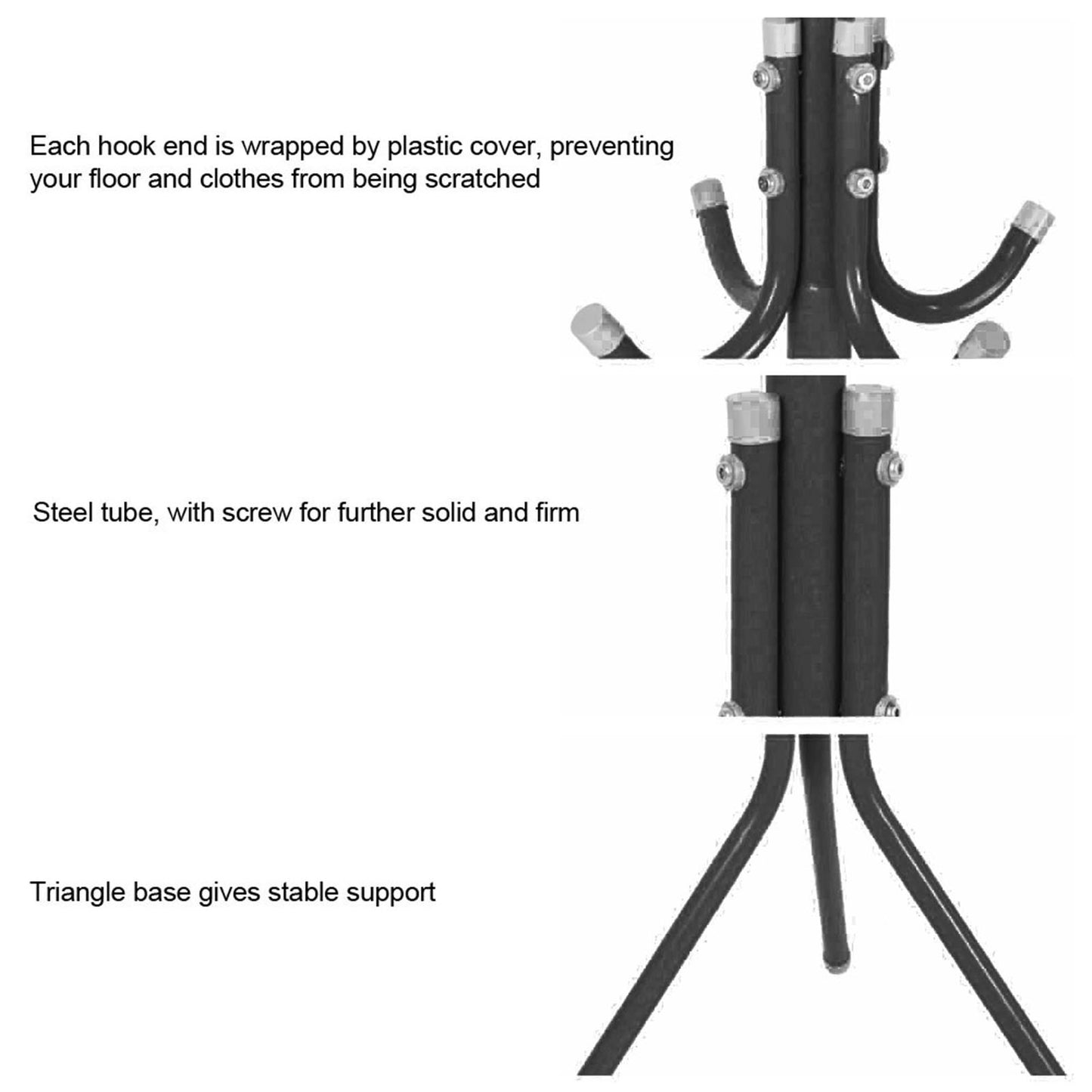 Black Metal Coat and Hat Rack Stand – Multi-Hook Organizer