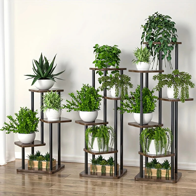Wooden Plant Stand with Storage Shelf for Flower Pots (4/5/6 Tiers)