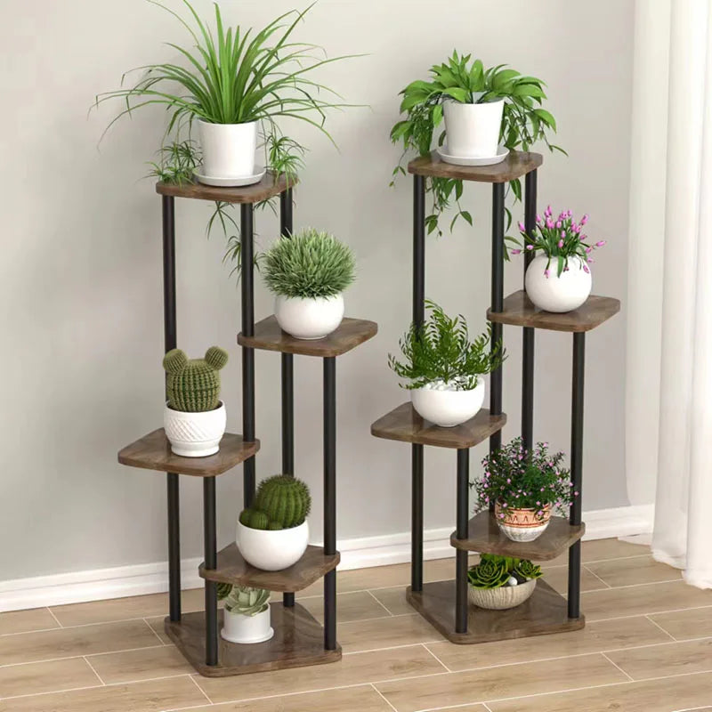 Wooden Plant Stand with Storage Shelf for Flower Pots (4/5/6 Tiers)