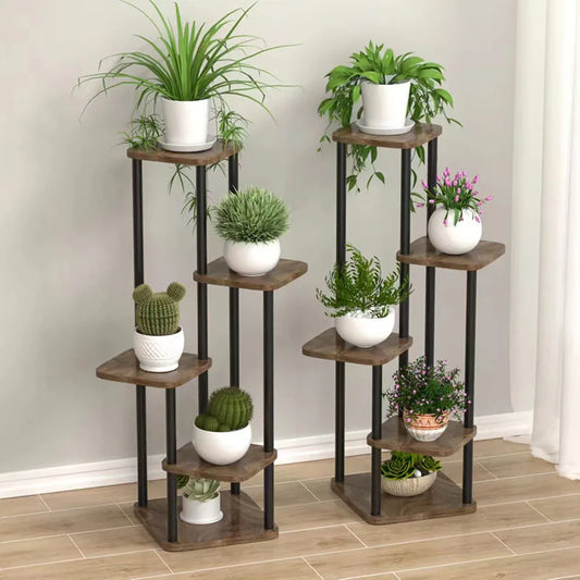 Wooden Plant Stand with Storage Shelf for Flower Pots (4/5/6 Tiers)
