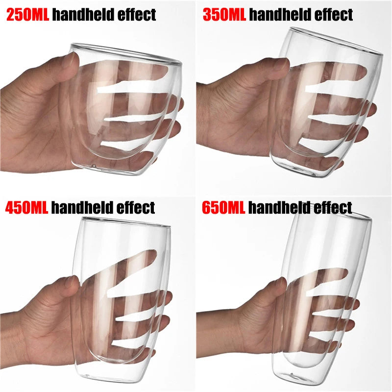 1–6PCS 80–450ML Double Wall Heat-Resistant Glass and Cups