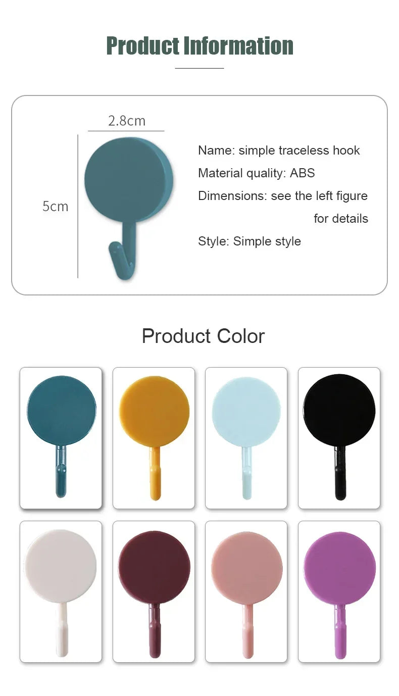 10PCS Self-Adhesive Wall Hooks for Coat, Bag, Towel, and Home Storage