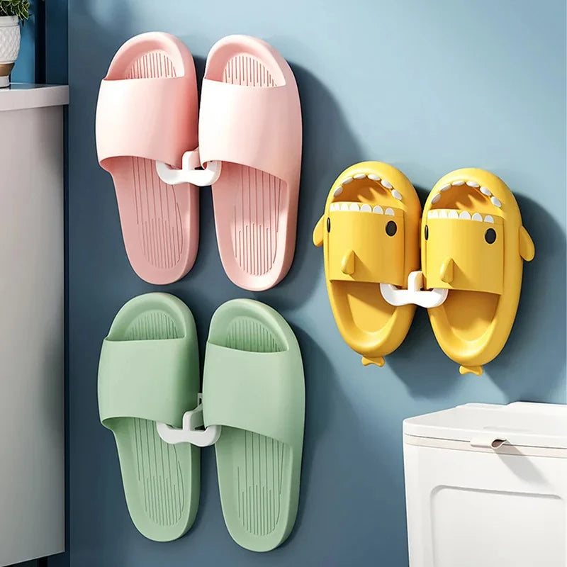 2Pcs Wall-Mounted Self-Adhesive Slipper Hooks