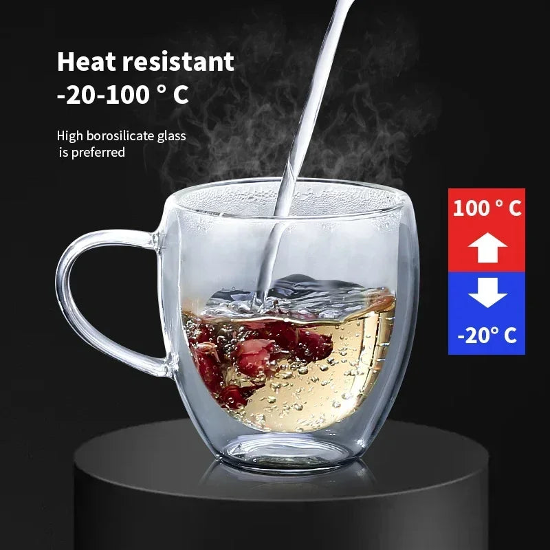 1–6PCS 80–450ML Double Wall Heat-Resistant Glass and Cups