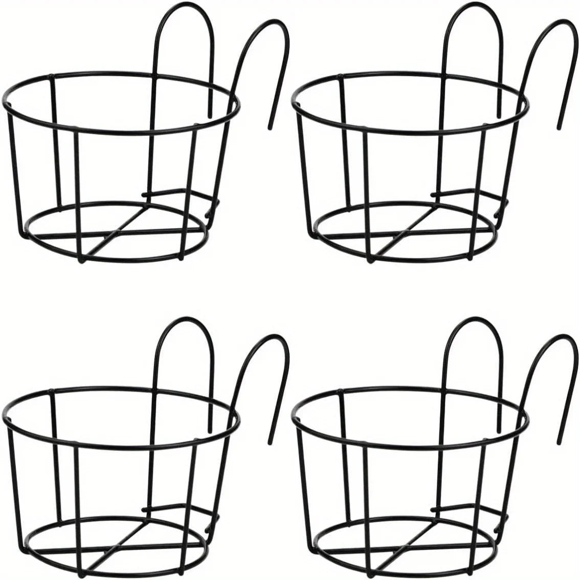 4pcs Round Metal Hanging Planters – Perfect for Balcony, Garden & Indoors