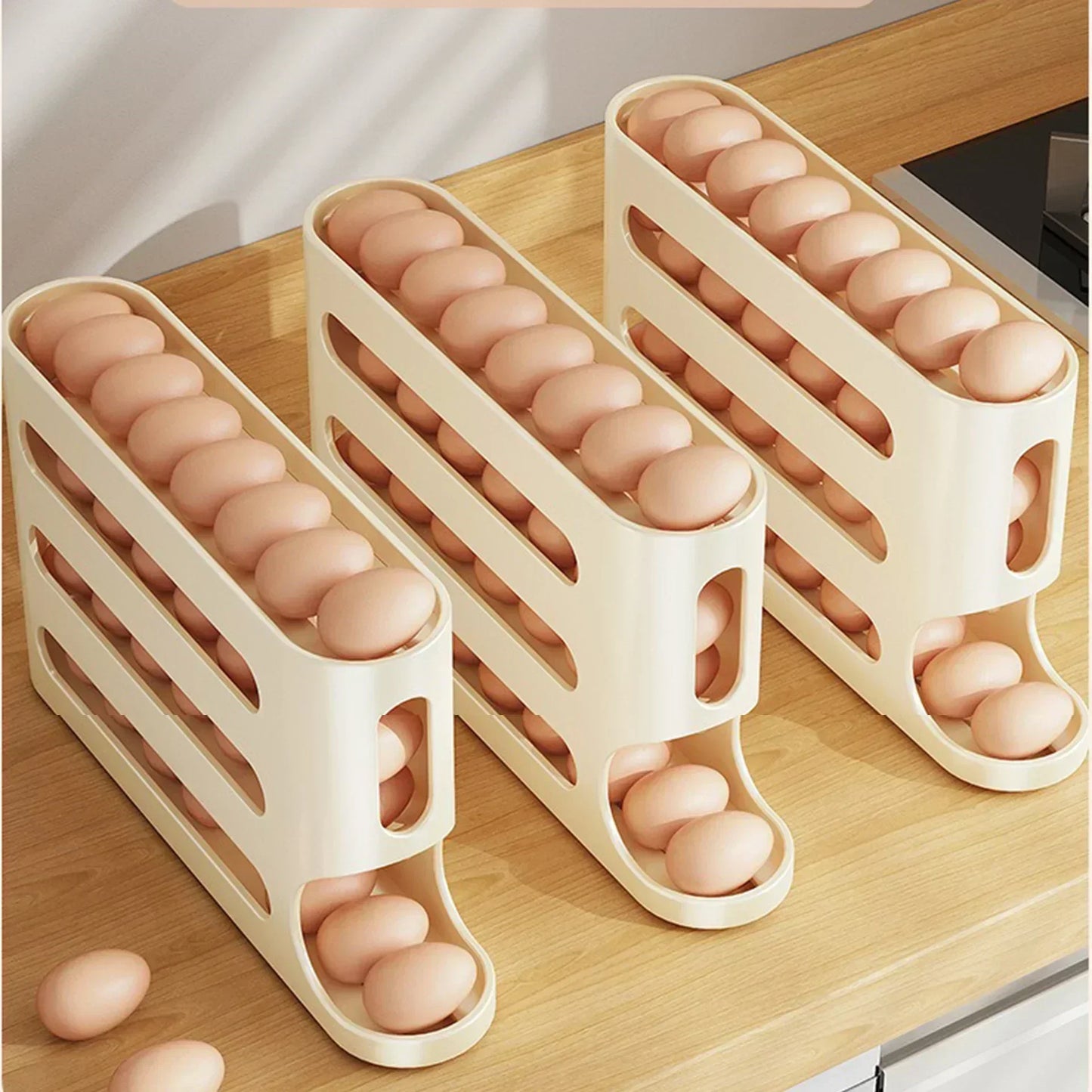 Rolling Egg Storage Box (2-4 Layers) – Large Capacity for Fridge Door