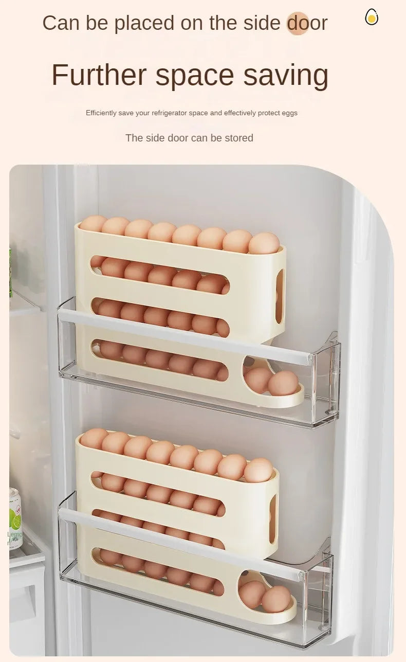 Rolling Egg Storage Box (2-4 Layers) – Large Capacity for Fridge Door