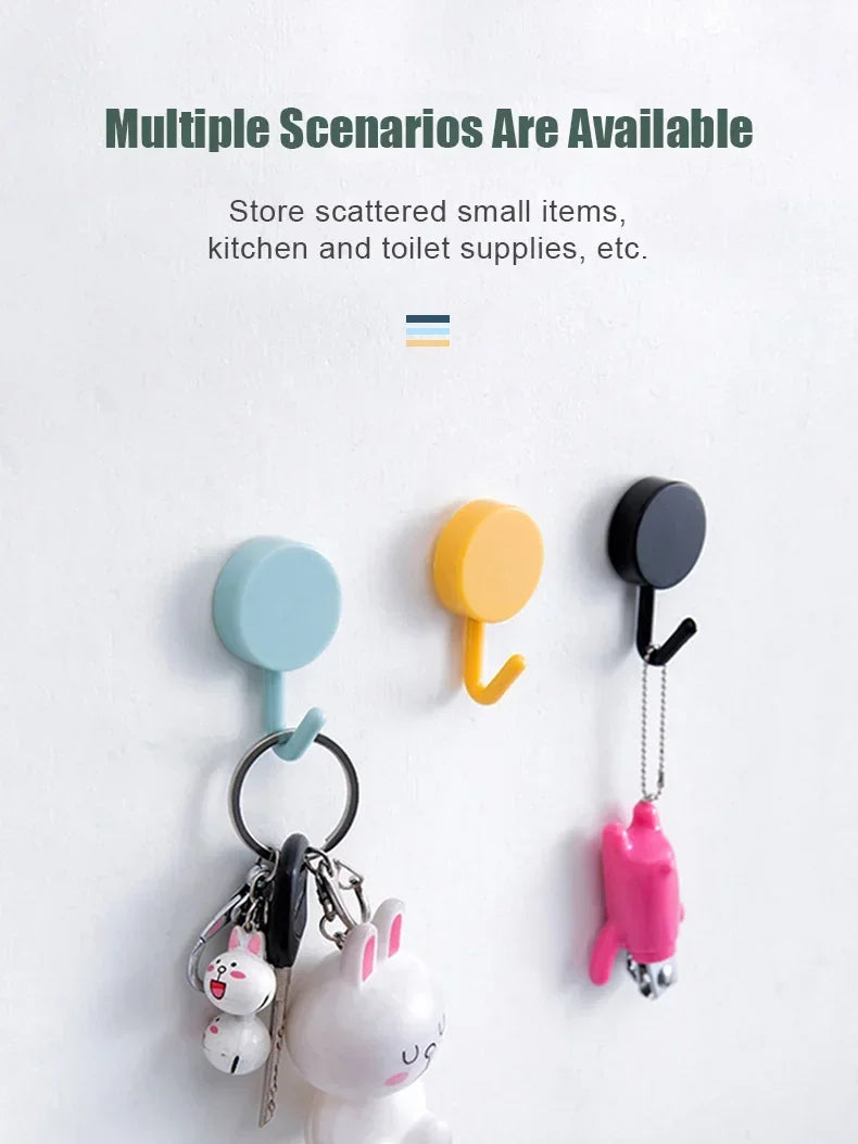10PCS Self-Adhesive Wall Hooks for Coat, Bag, Towel, and Home Storage