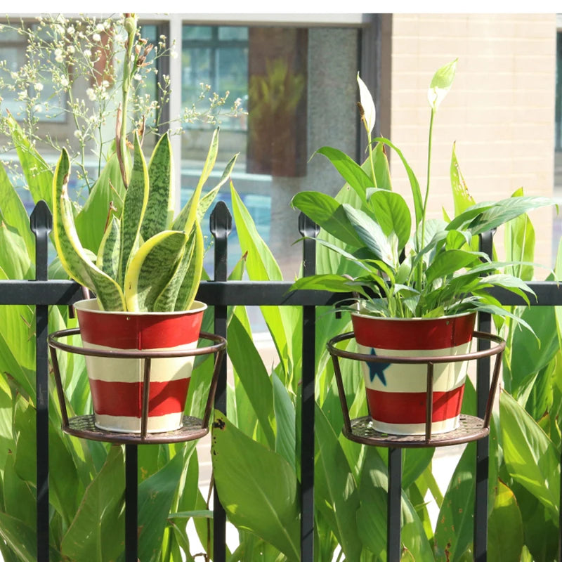European Style Iron Balcony Hanging Plant Rack