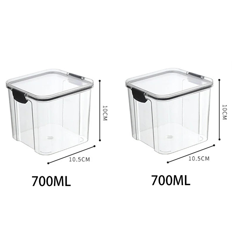 5Pcs Stackable Sealed Food Storage Jars, Transparent Plastic