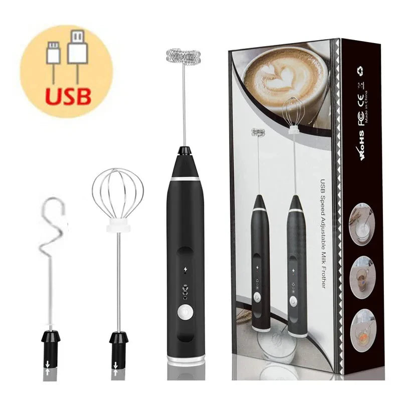 Portable USB Milk Frother & Mini Handheld Mixer