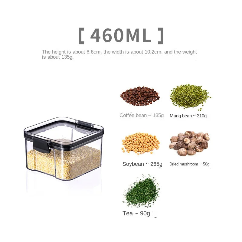 5Pcs Stackable Sealed Food Storage Jars, Transparent Plastic