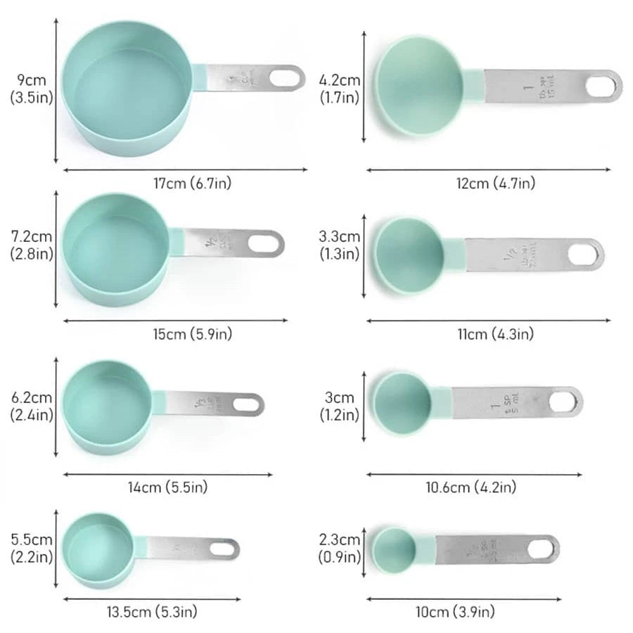 Plastic Measuring Cups & Spoons Set (4/8 PCS) – Stainless Steel Handles