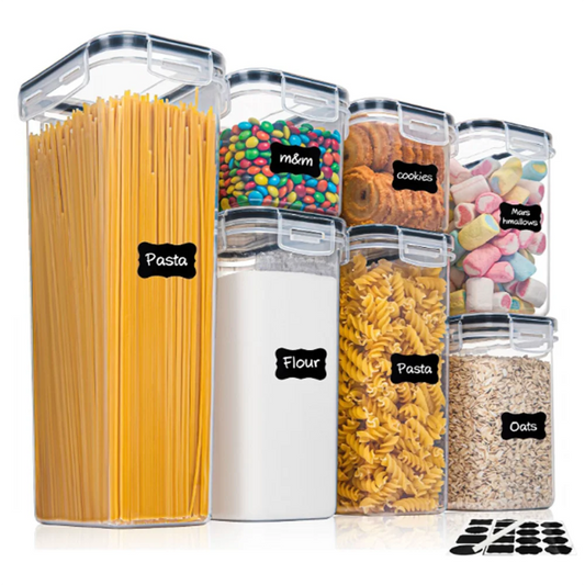 7-Piece BPA-Free Airtight Food Storage Set with Labels & Pen