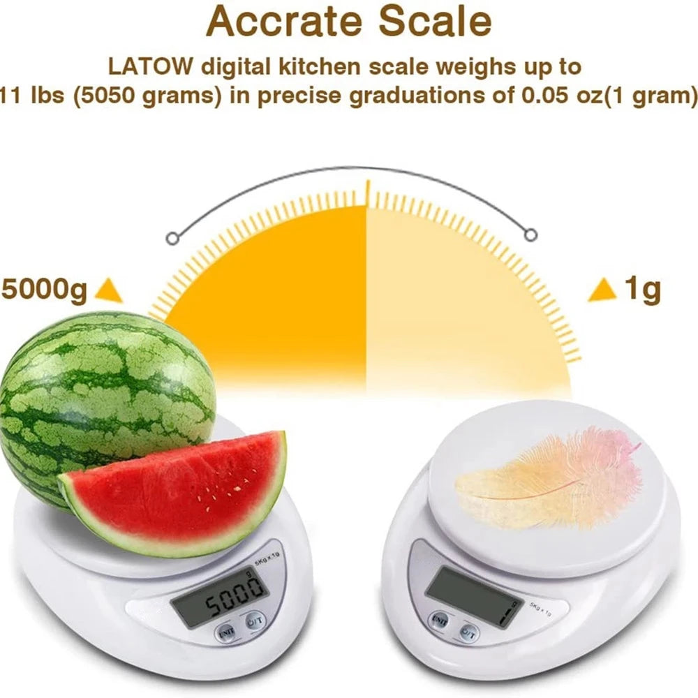 5kg/1g & 1kg/0.1g Portable Digital Scale for Postal, Food & Kitchen Use