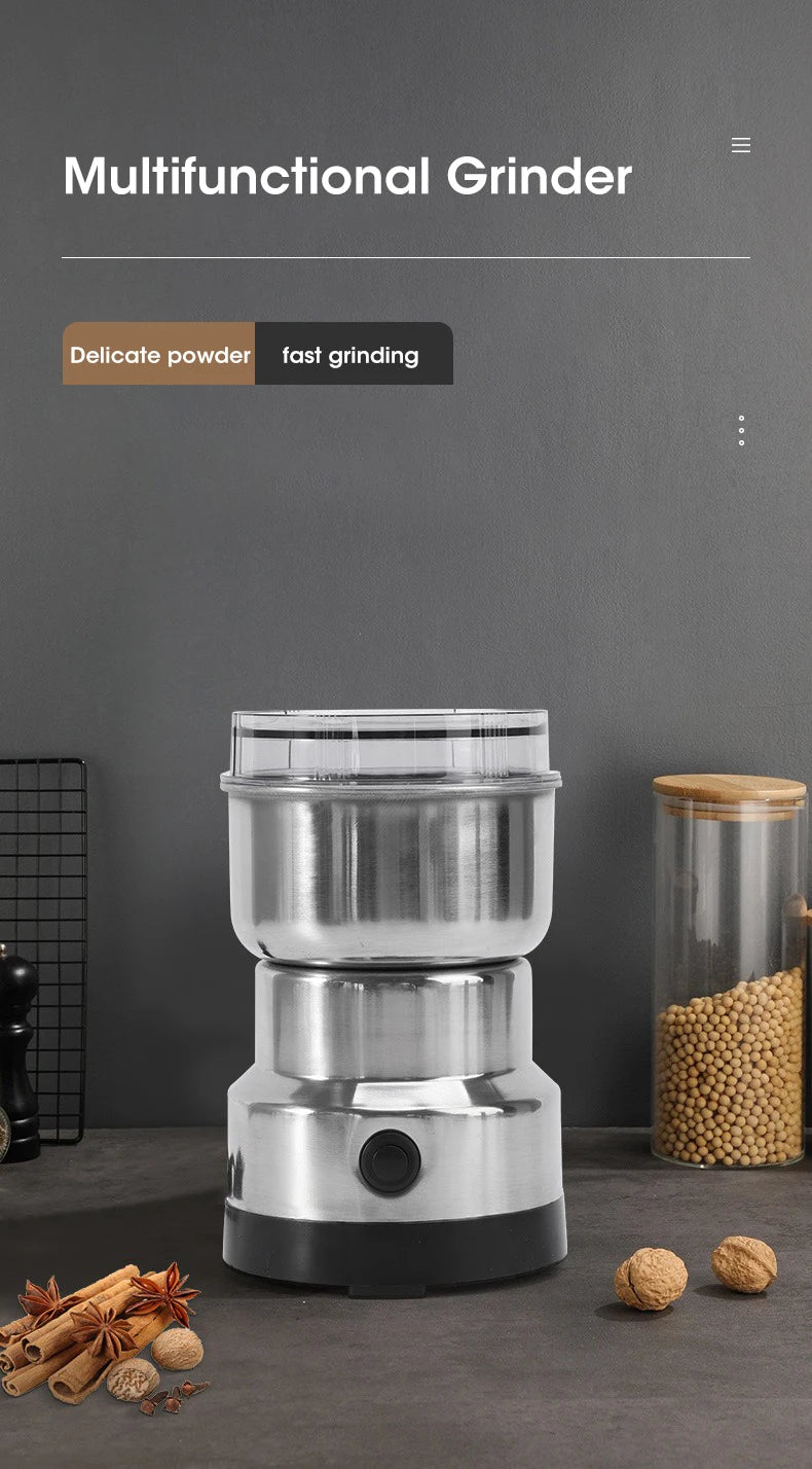 300ml Mini Electric Grinder for Coffee, Spices, and Baby Food with 4 Blades