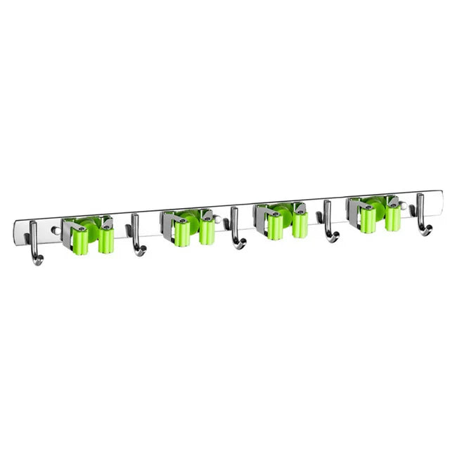 Stainless Steel Wall Mount Mop & Broom Organizer Hook