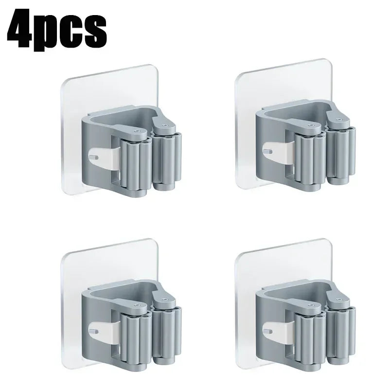Self-Adhesive Wall-Mounted Mop Holder & Broom Stand Organizer