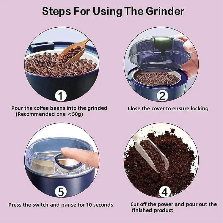 2024 Small Electric Stainless Steel Grain & Coffee Grinder for Kitchen