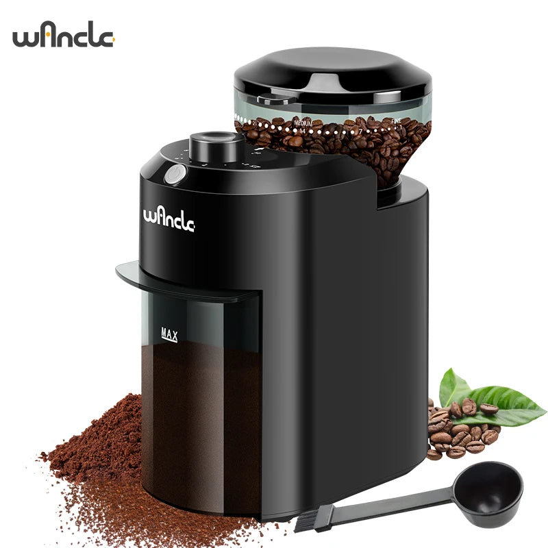 Wancle Electric Burr Coffee Grinder with 28 Grind Settings (220V/120V)