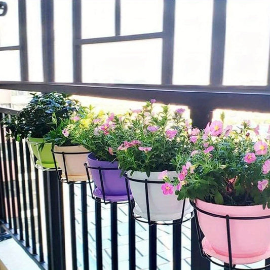 4pcs Round Metal Hanging Planters – Perfect for Balcony, Garden & Indoors