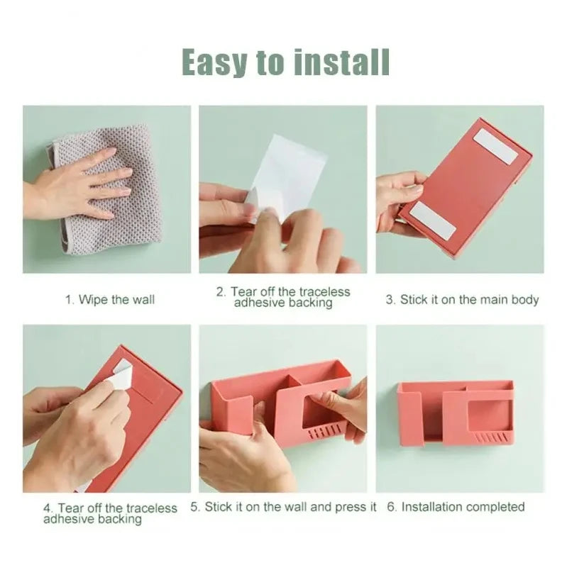 White Wall-Mounted Storage Box for Remote, Phone, and Essentials