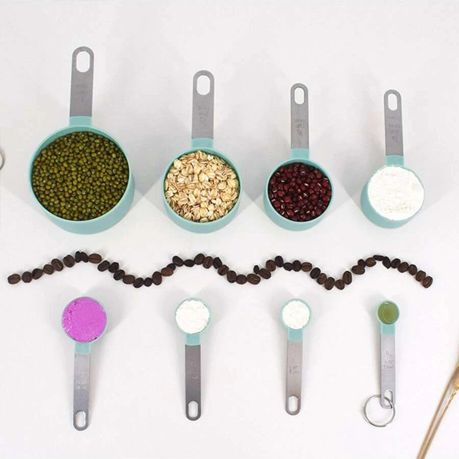 Plastic Measuring Cups & Spoons Set (4/8 PCS) – Stainless Steel Handles