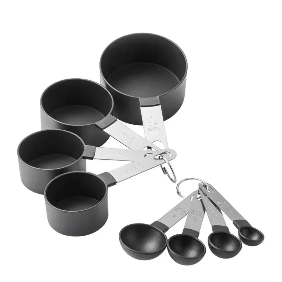 Plastic Measuring Cups & Spoons Set (4/8 PCS) – Stainless Steel Handles