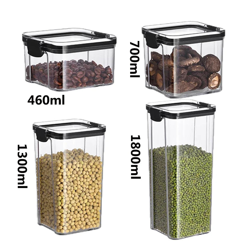 Stackable Plastic Food Storage Jars, Ranging from 460ml to 1800ml