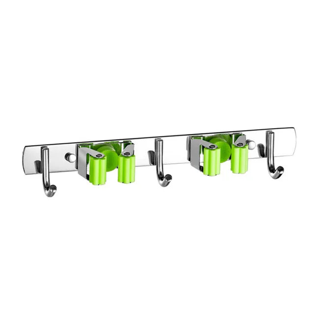 Stainless Steel Wall Mount Mop & Broom Organizer Hook