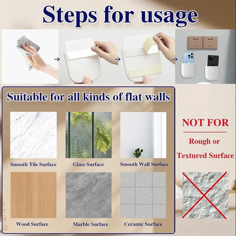 White Wall-Mounted Storage Box for Remote, Phone, and Essentials