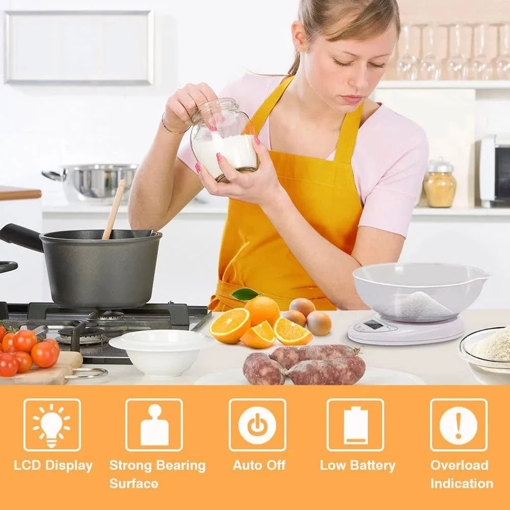 5kg/1g & 1kg/0.1g Portable Digital Scale for Postal, Food & Kitchen Use