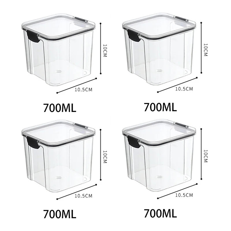 5Pcs Stackable Sealed Food Storage Jars, Transparent Plastic