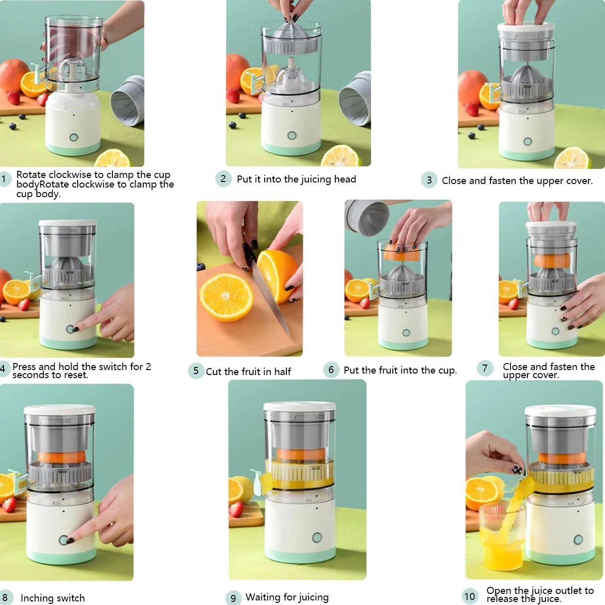 USB Rechargeable Wireless Electric Citrus Juicer