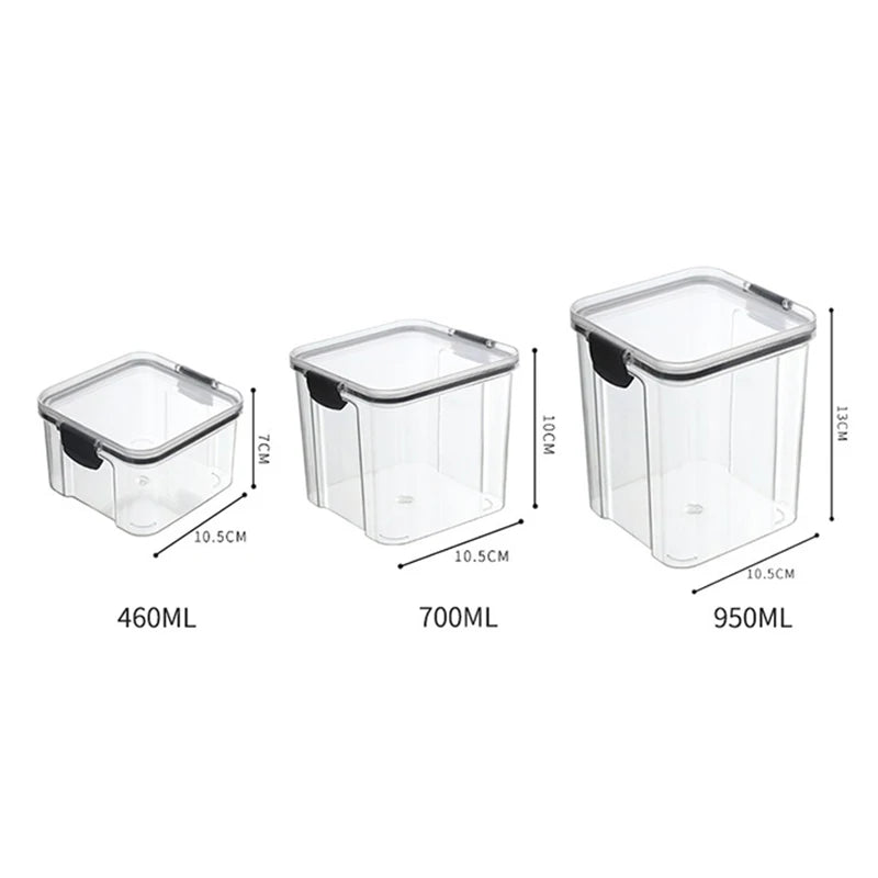 5Pcs Stackable Sealed Food Storage Jars, Transparent Plastic