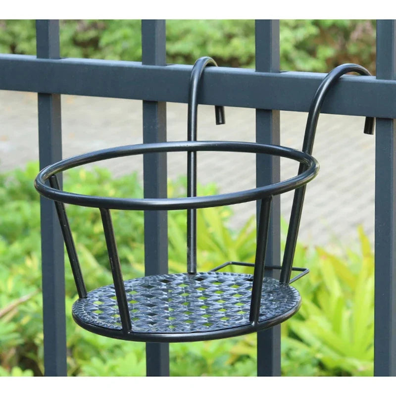 European Style Iron Balcony Hanging Plant Rack
