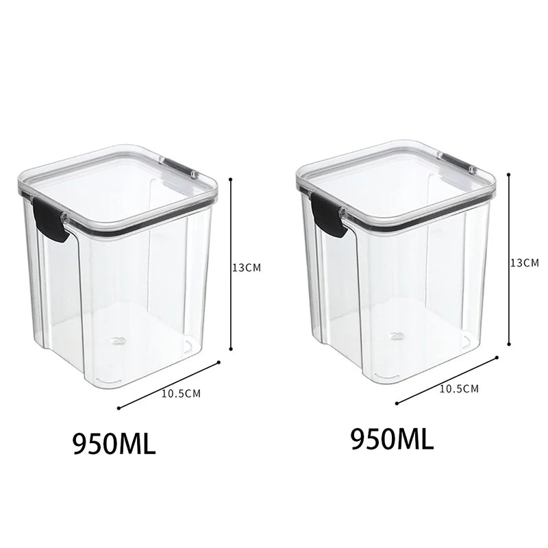 5Pcs Stackable Sealed Food Storage Jars, Transparent Plastic