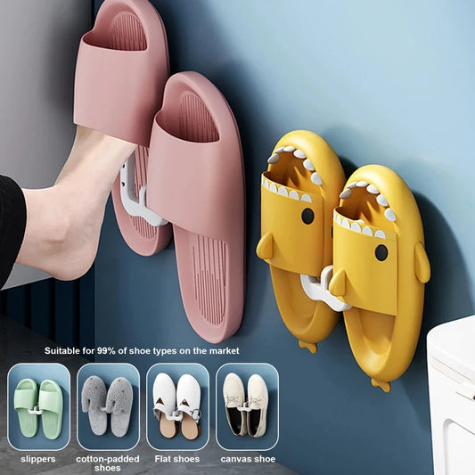 2Pcs Wall-Mounted Self-Adhesive Slipper Hooks