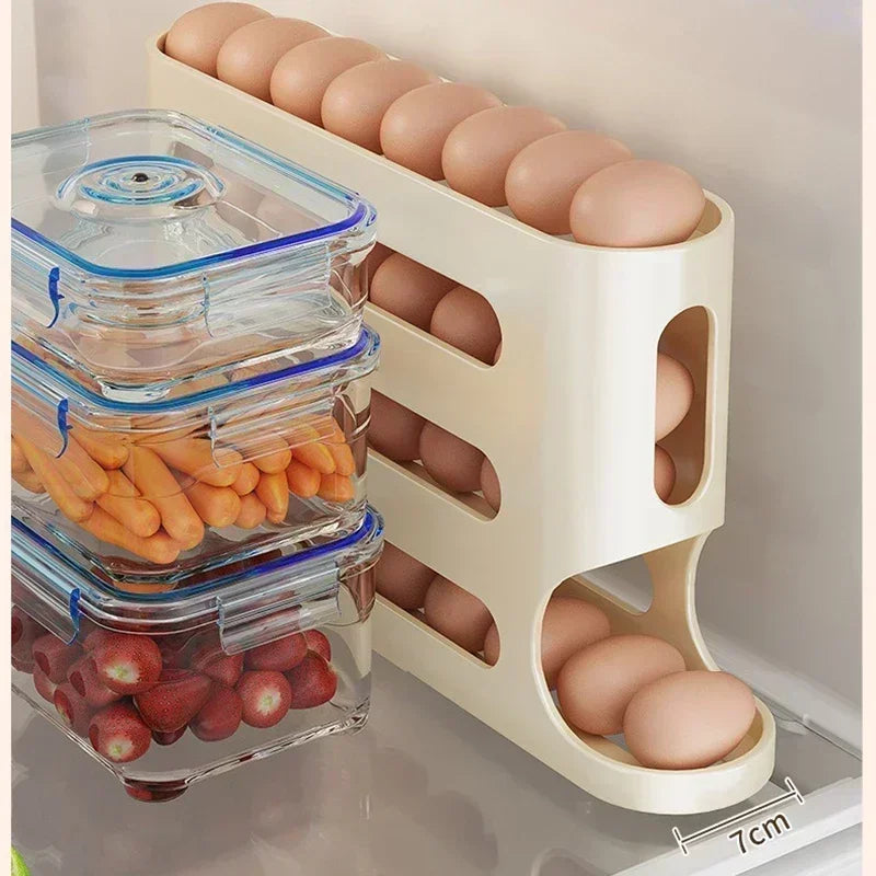 Rolling Egg Storage Box (2-4 Layers) – Large Capacity for Fridge Door