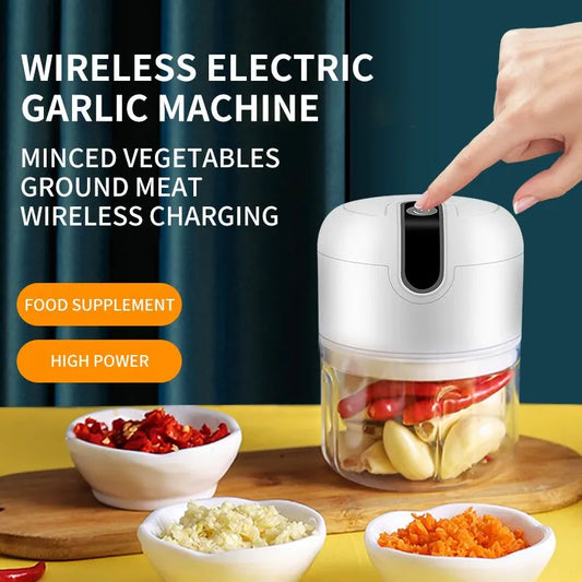 Portable Electric Mini Chopper – USB Rechargeable Garlic & Meat Grinder