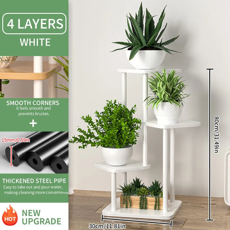 Wooden Plant Stand with Storage Shelf for Flower Pots (4/5/6 Tiers)