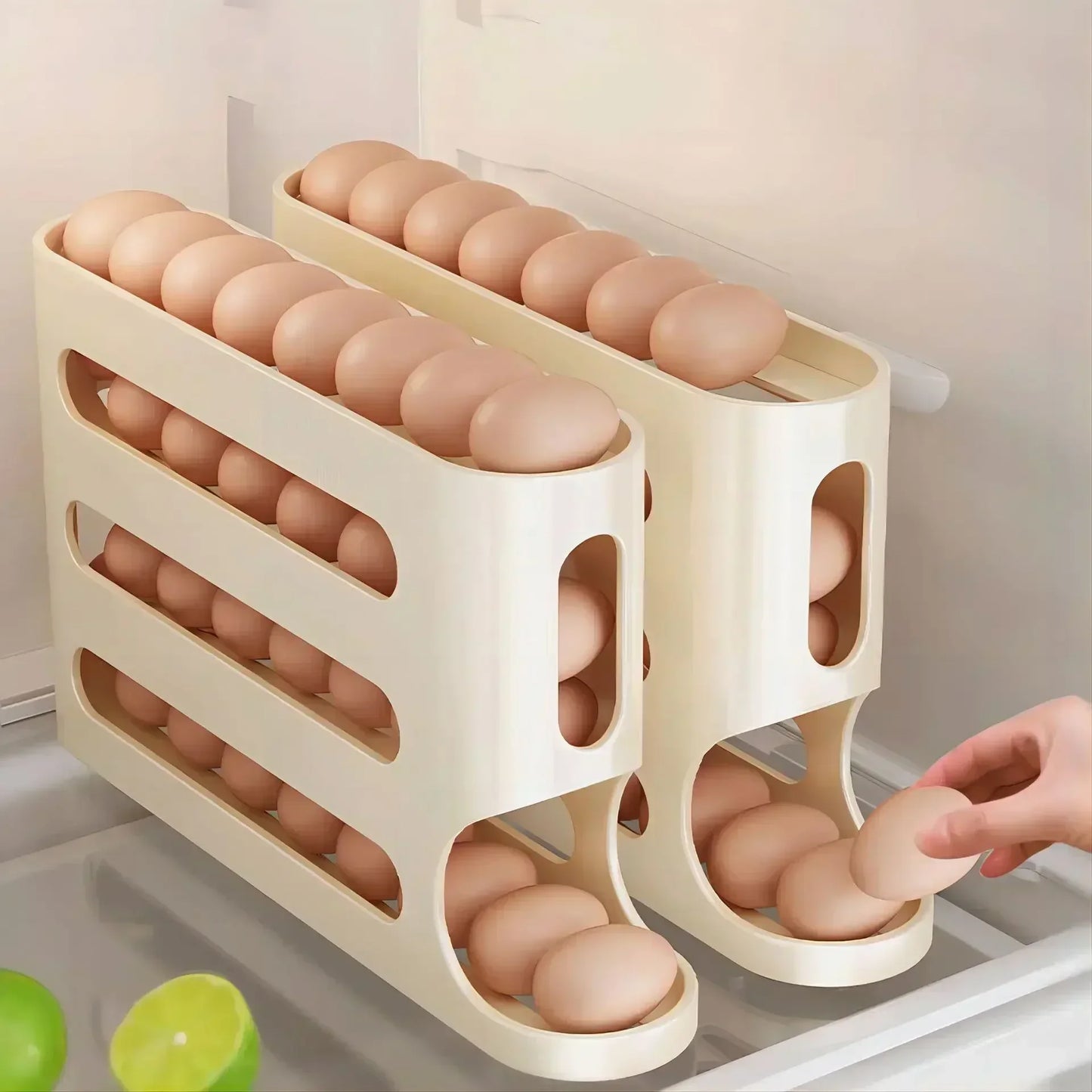 Rolling Egg Storage Box (2-4 Layers) – Large Capacity for Fridge Door
