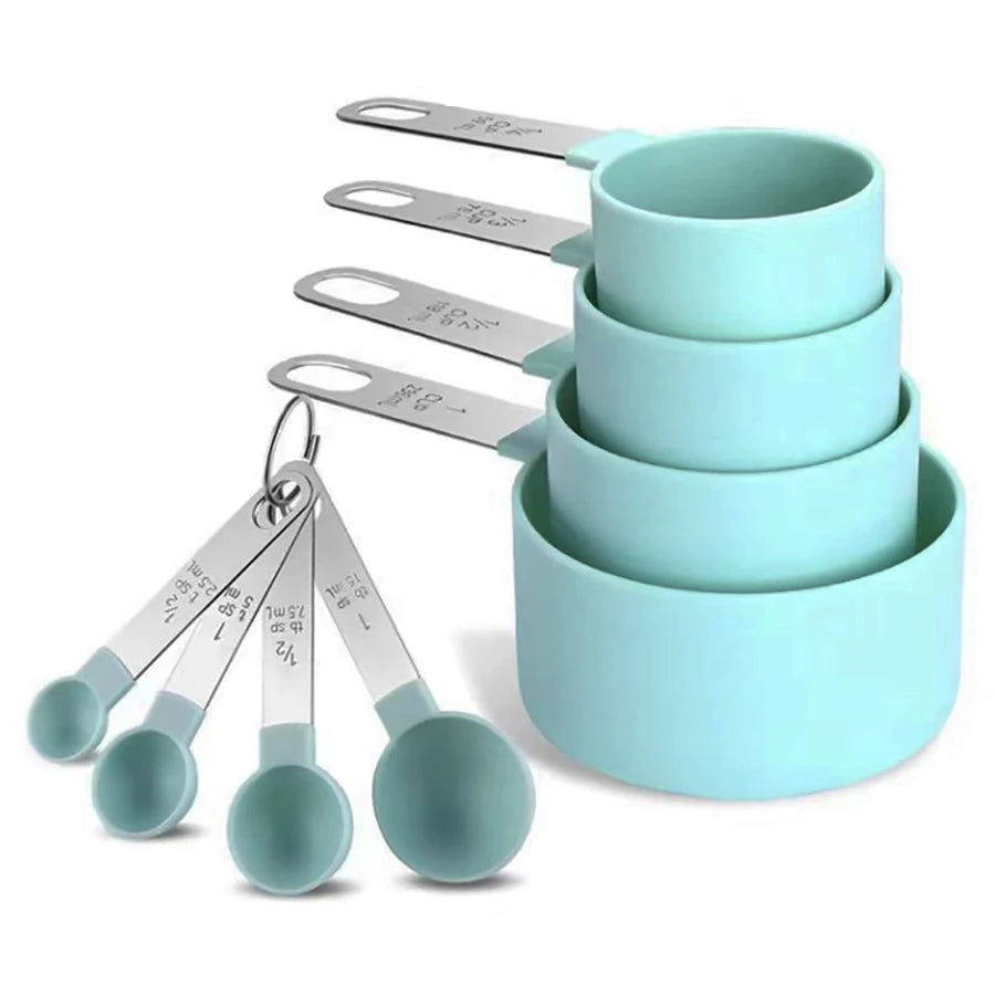 Plastic Measuring Cups & Spoons Set (4/8 PCS) – Stainless Steel Handles
