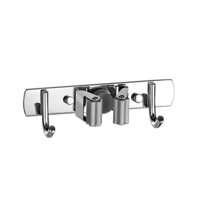 Stainless Steel Wall Mount Mop & Broom Organizer Hook