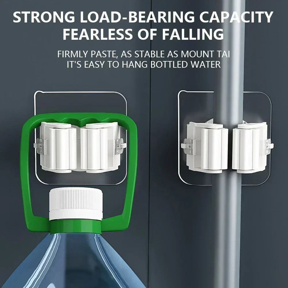 Self-Adhesive Wall-Mounted Mop Holder & Broom Stand Organizer