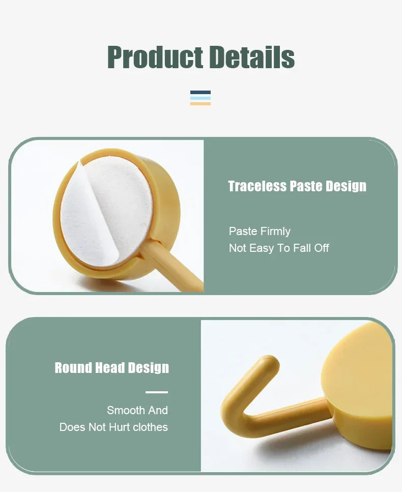 10PCS Self-Adhesive Wall Hooks for Coat, Bag, Towel, and Home Storage